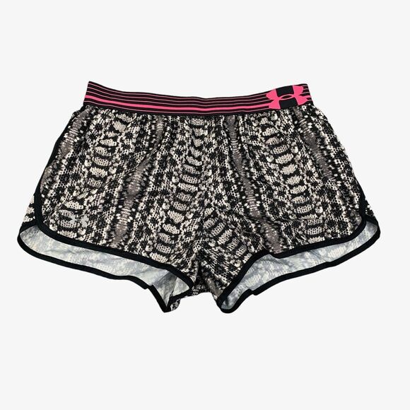 Under Armour Short Women S Small Pink Black Perfect Pace Running HeatGear Fitted - Picture 1 of 12